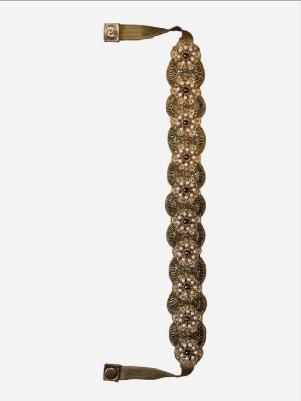 Anthropologie Gold Beaded Clasp Belt